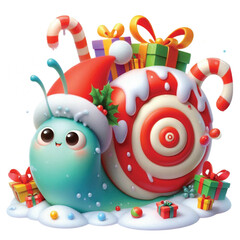 Cute Christmas Snail Clipart Design