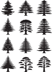 Fototapeta premium Ethereal Tree Silhouette Vector Design Set
