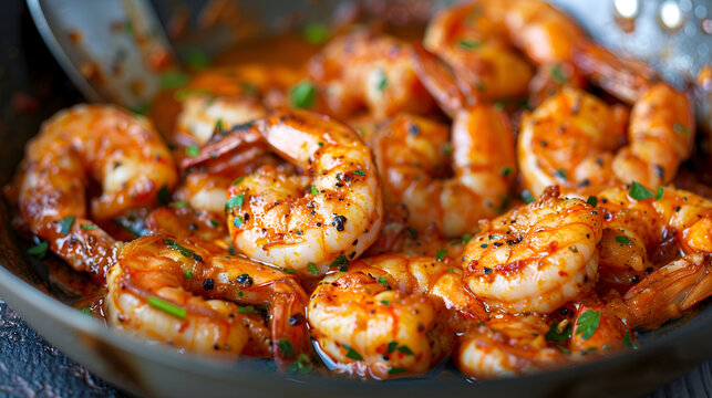 Cajun shrimp served in restaurant