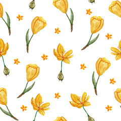Obraz premium watercolor seamless pattern with crocuses