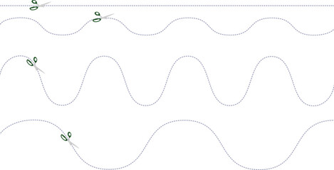 Line cutting scissors. vector illustration