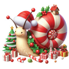 Cute Christmas Snail Clipart Design