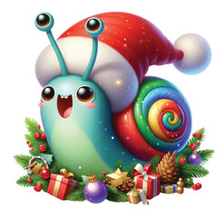 Cute Christmas Snail Clipart Design