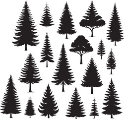 Obraz premium Elegant Tree Border Silhouette Vector Design Set