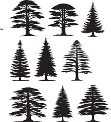 Simple Line Art Tree Silhouette Vector Pack