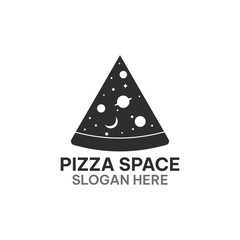 Pizza and space object logo template. Sliced pizza vector illustration © Abdul Jalil