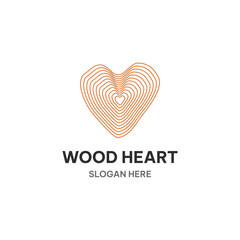 Wood heart logo in interpolated line. Wood heart vector illustration