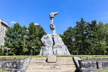 Novosibirsk, Novosibirsk region, Russian Federation - June 01 2024. Memorial of the Revolution and Civil War in the Square of Heroes of the Revolution