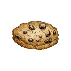 Chocolate Chip Cookie. Watercolor food illustration hand painted isolated on white background for cook book, cafe menu