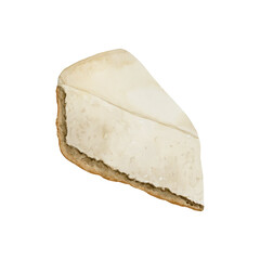 Classic New York Cheesecake slice. Watercolor food illustration hand painted isolated on white for cooking book, menu