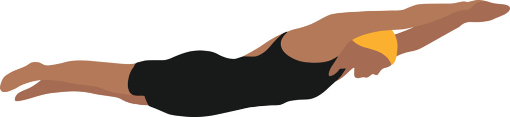 Women's Swimming Minimal Flat Vector Illustration