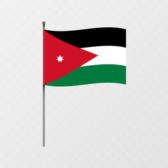 Jordan flag on flagpole. Vector illustration.