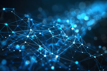 Blue Business Concept Technology Company Promotion Background with Information Nodes