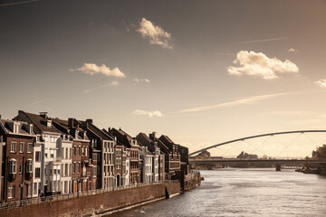 Picture of the panorama of Maastricht on the Meuse Waterfront. Maastricht is a city and a municipality in the southeastern Netherlands. It is the capital and largest city of the province of Limburg. M