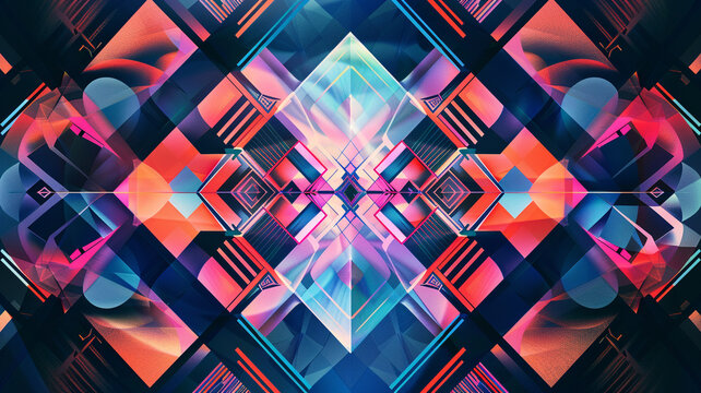 an abstract composition using repeating geometric motifs to create a sense of rhythm and movement, reminiscent of a pulsating heartbeat