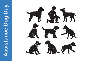 Assistance Dog Day silhouette set