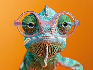 Vivid Gecko with Stylish Glasses