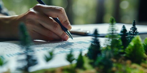 Obraz premium Sustainable Growth Analyzed Through Business Charts