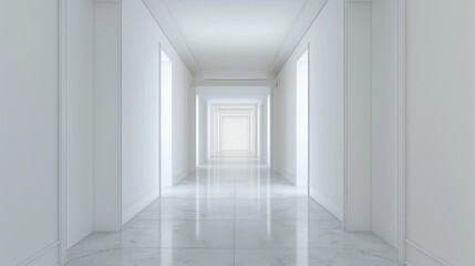 Fototapeta premium White walled corridor with doors ideal for copy space
