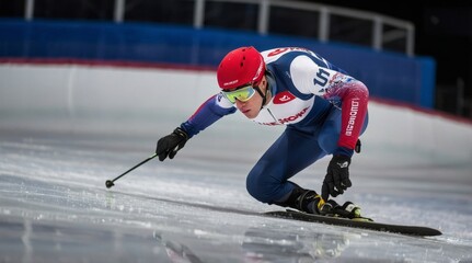 short track athlete on ice