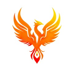 Fototapeta premium Vibrant Orange and Yellow Phoenix Illustration with Spread Wings