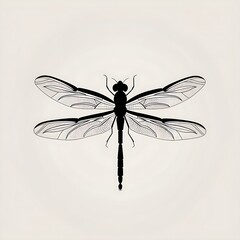 Detailed Black and White Dragonfly Illustration