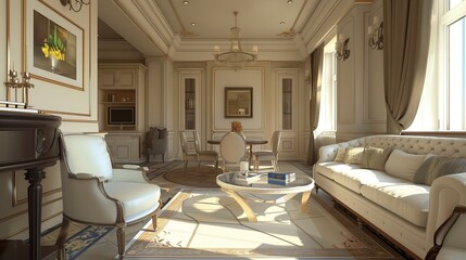 Interior of the living room. 3D illustration.