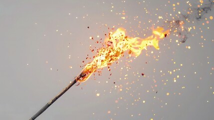 A Bengal fire stick with its fiery sparks against a light gray background, providing a neutral yet inviting backdrop with ample room for any type of message.