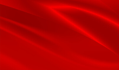 Abstract luxury Red silk satin background with waves and drapery. Natural glossy silk fabric background. Red luxurious background for celebration, ceremony, event, invitation card, advertising. Vector