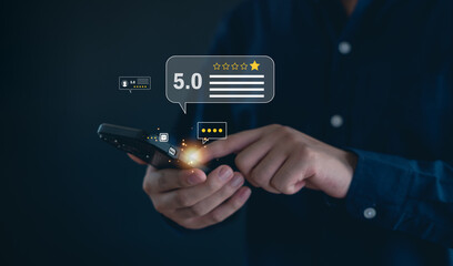 Customer review satisfaction feedback survey concept,  Customer can evaluate quality of service...