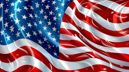 Vibrant representation of the American flag showcasing enhanced colors and shine, signifying the enduring spirit of the United States with visual emphasis.