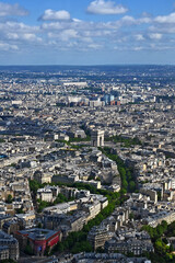 Paris skyline houses streets from above