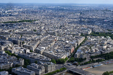 Paris skyline houses streets from above
