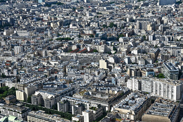 Paris skyline houses streets from above