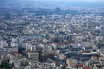 Paris skyline houses streets from above