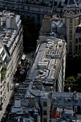Paris skyline houses streets from above