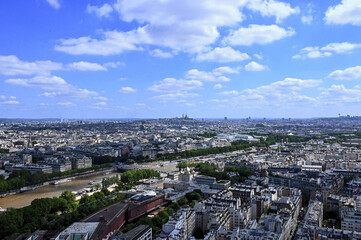 Paris skyline houses streets from above
