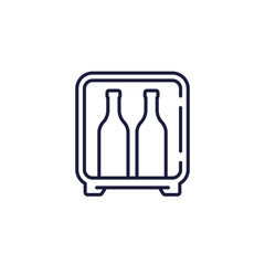 minibar icon, fridge with wine line vector
