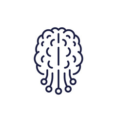 neuroscience line icon with a brain