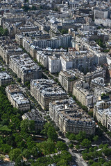 Paris skyline houses streets from above