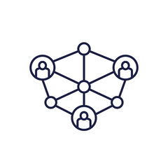 blockchain users, community line icon