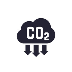 carbon emissions reduction icon, reducing co2 footprint vector pictogram