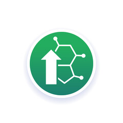 hormonal boost round icon, hormone booster vector