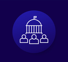 Fototapeta premium government workers and public service line icon, vector