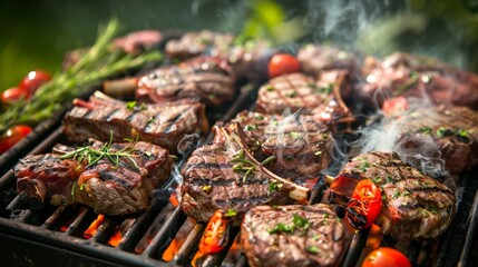 Grilled Steaks with Herbs and Tomatoes