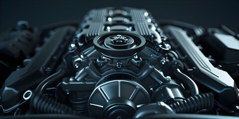 Fototapeta premium 3D scan of car engine demonstrates precise operation and automotive excellence. Concept Automotive Engineering, 3D Scanning Technology, Automotive Excellence