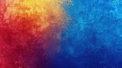 Obraz premium A blue to red to yellow gradient grainy background, with subtle noise and a blurred effect for a dynamic and colorful textured banner design.