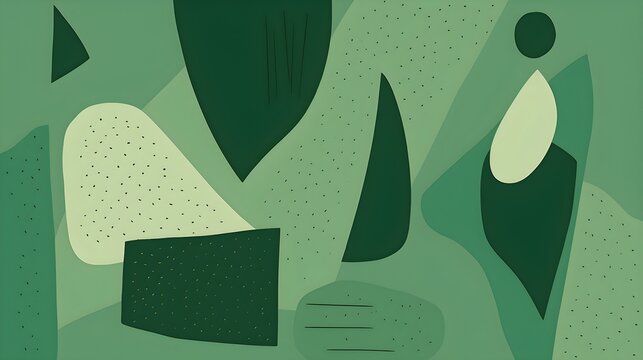 Abstract Shapes and Textures in emerald Tones. Artistic Background