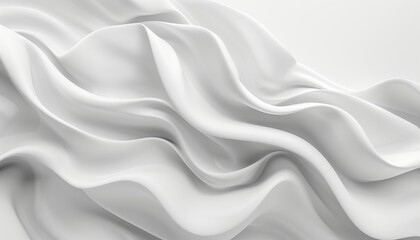 Naklejka premium Abstract Fluid Waves in White Tones, Minimalistic and Modern Background with Copy Space