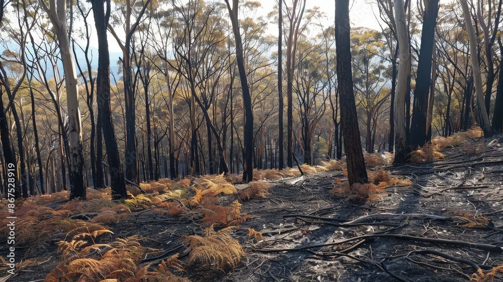 Wall mural The resilience of forests, capable of recovering from fires and other disturbances, demonstrates the power of natural regeneration and adaptation.